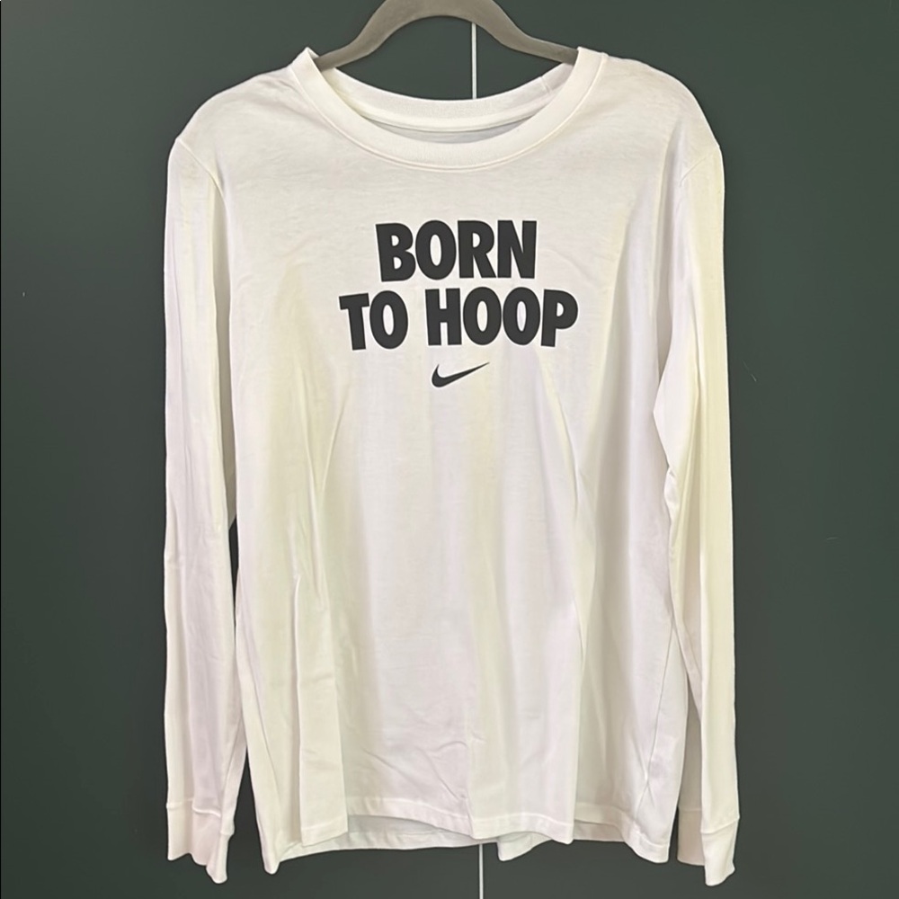 Nike White 'Born to Hoop' Long Sleeve Tee